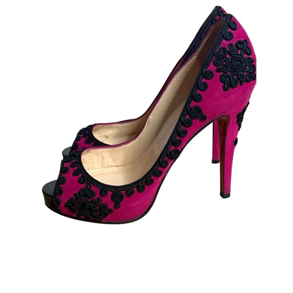 Christian Louboutin Very Brode 120 Suede Heels Sz EU 36 / US 6 Magenta (Fuchsia)